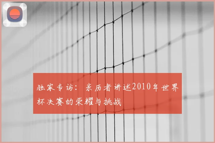 独家专访：亲历者讲述2010年世界杯决赛的荣耀与挑战